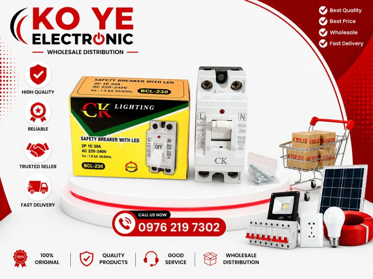 CK White Safety Breaker (15A / 20A / 30A)