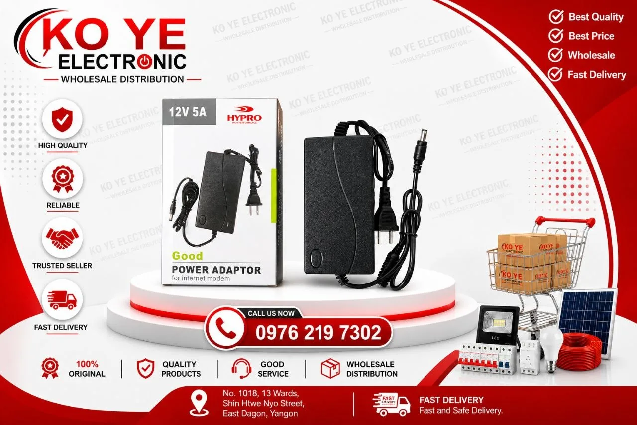 12V 5A HYPRO Power Adaptor for LED TV (LED တီဗွီများအတွက် အထူးသုံး ပါဝါအဒက်ပတာ)