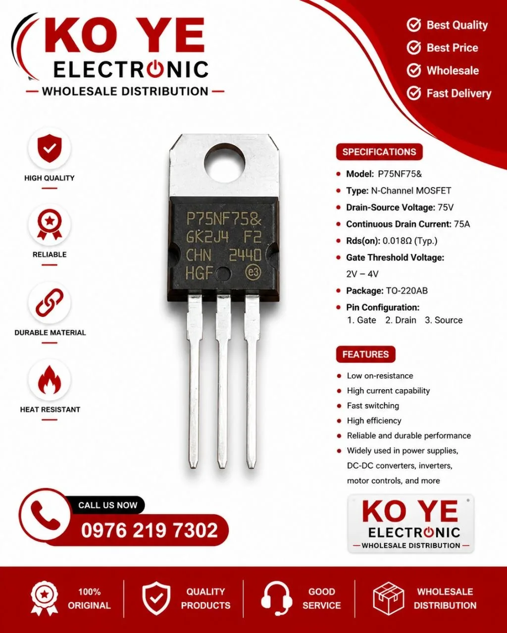 75N75 Power FET (75N75 အိတ်ဖက်)
