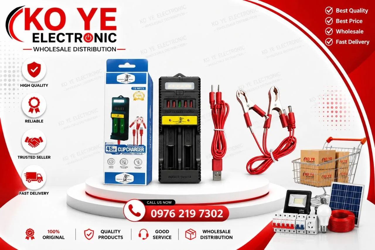 45W Multi-Function Clip Charger Powered by 12V Battery (12V ဘက်ထရီအိုးချိတ်သုံး ၄၅ဝပ် အားသွင်းစက်)