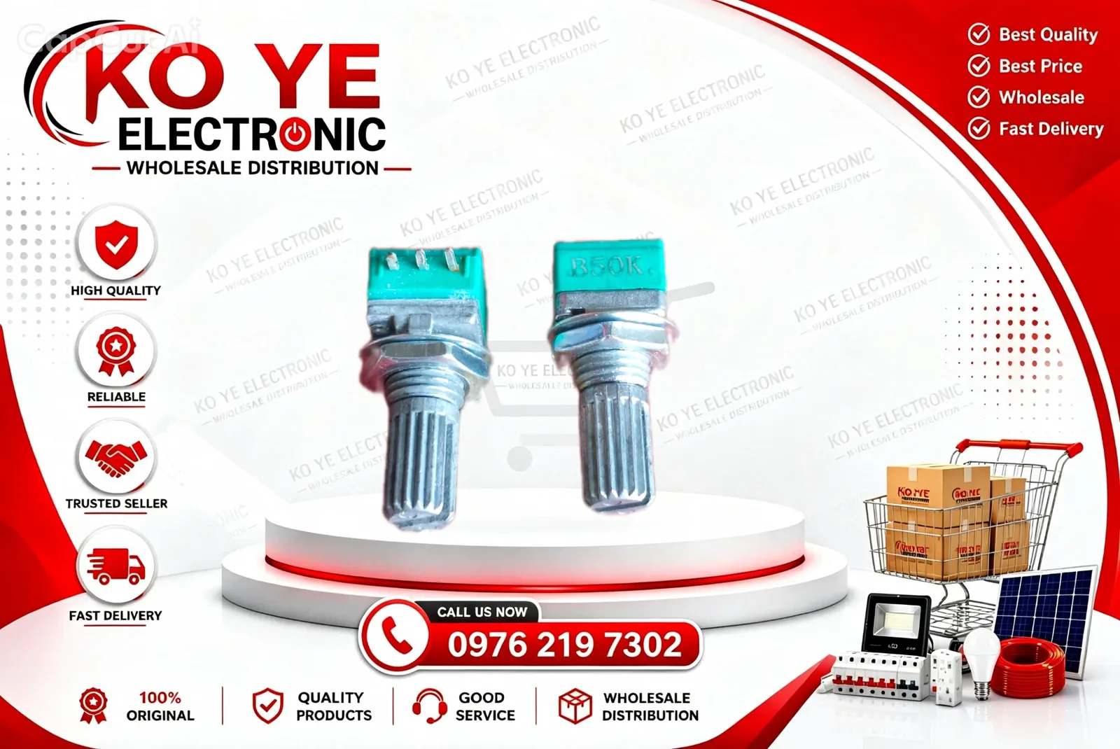 B50K ၃ ဆ Volume Control / B50K 3-Pin Potentiometer