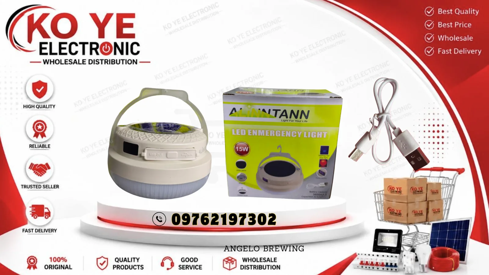 ALinnTann 15W ဆိုလာပါ အားသွင်းမီးလုံး