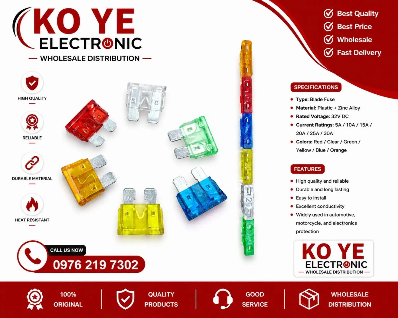 China Automotive Blade Fuse (တရုတ် ကားဖျူးစ်)