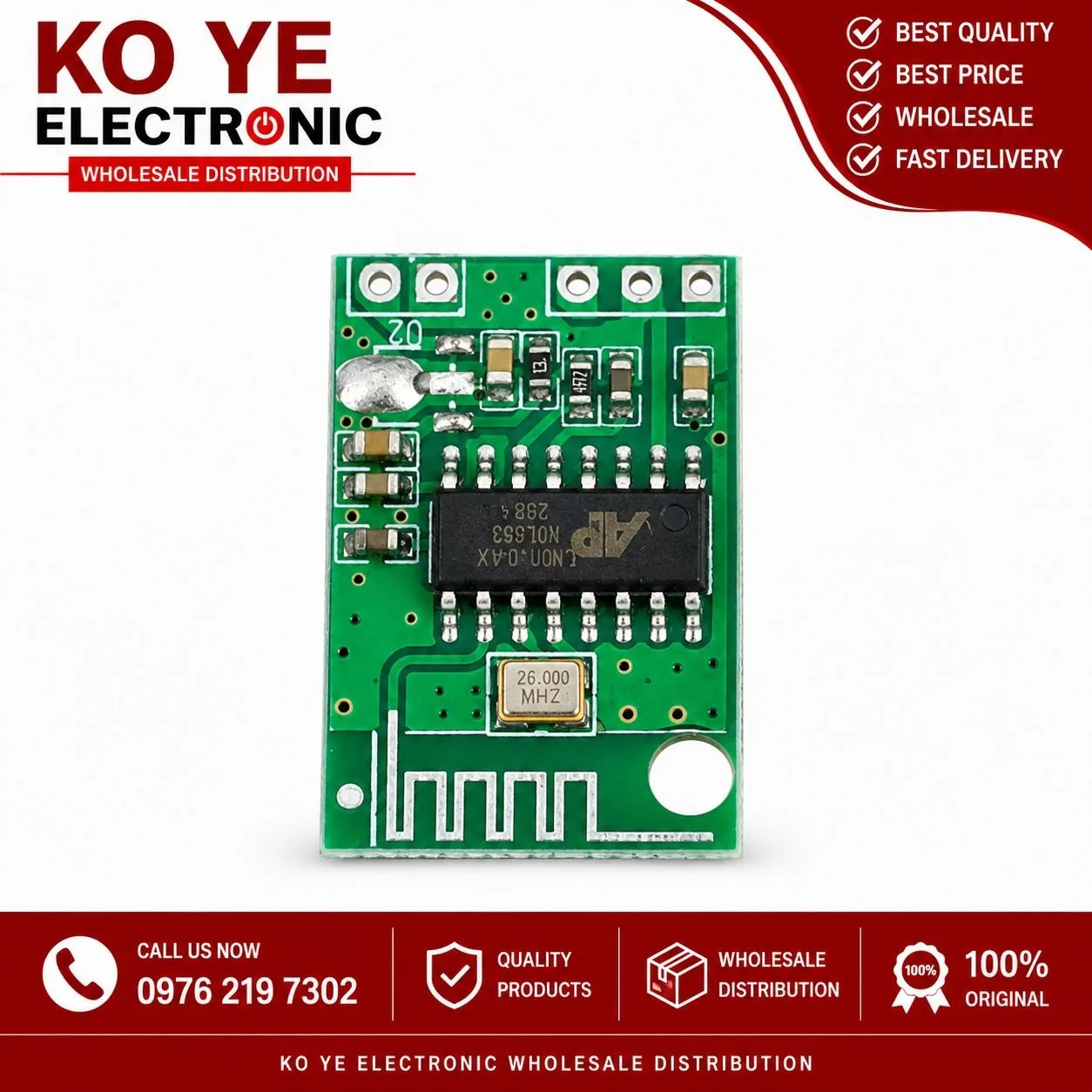 Mini Bluetooth Audio Receiver Board - Green (Bluetooth Card အစိမ်း)