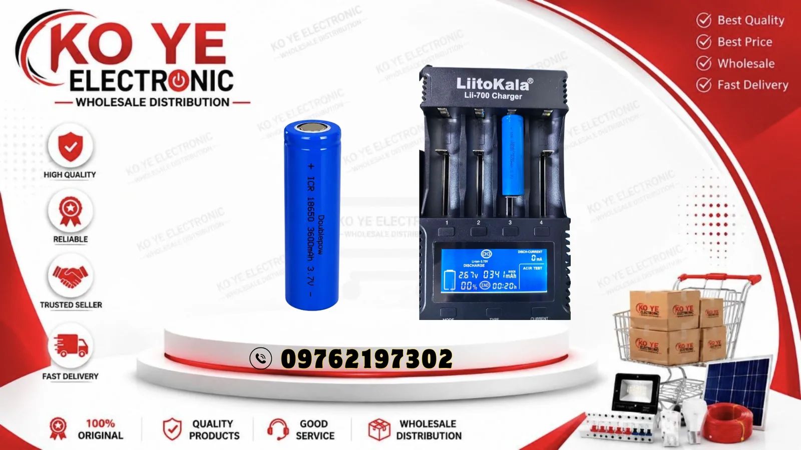 3.7V 18650 ဓာတ်ခဲ အပြာ(ဘုပါ / ဘုမပါ)