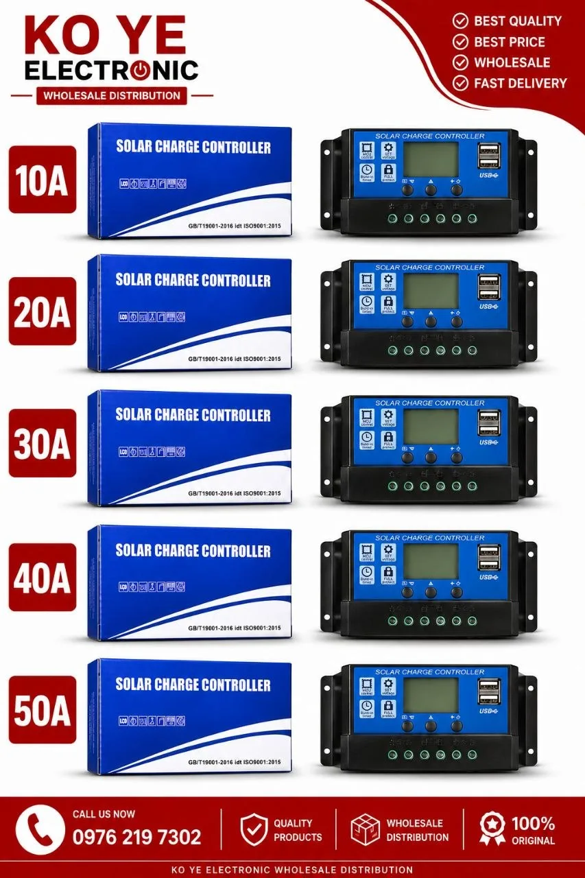 Solar Charge Controller (ဆိုလာကွန်ထရိုလာ အမျိုးမျိုး)