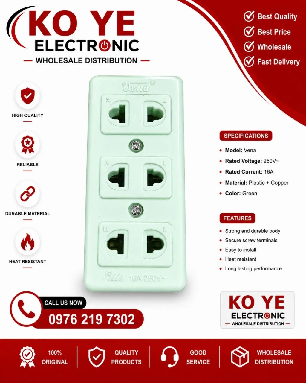 Vena 3way ပလပ်ခုံ (made in Thailand)